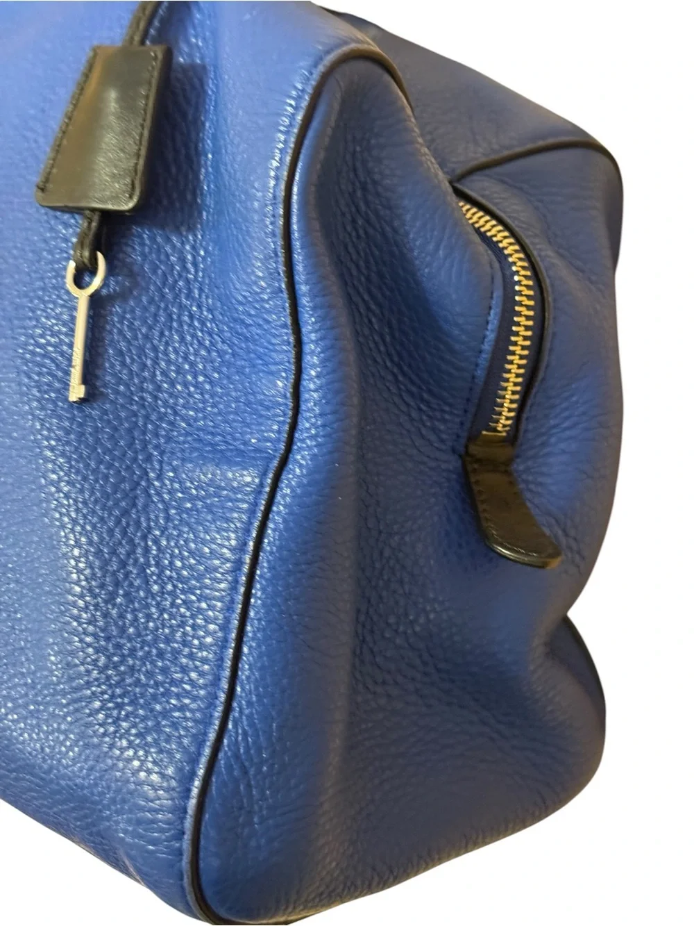 Michael Kors Blue Pebbled Leather Satchel Doctor Bag Large Tote Purse